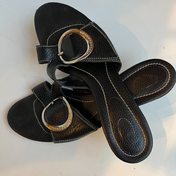 Dr Scholl's Black New Buckle Leather Sandals - never been worn! 9.5 M - Picture 7 of 9